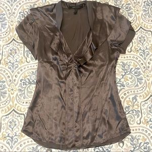 BCBG 100% Silk Ruffled Blouse